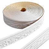 LPZMPZ Bordüre Selbstklebend Weiß, Wandbordüre Selbstklebend 10m x 8cm x 4mm...