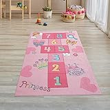 Teppich-Traum Prinzessinnen Hüpfspiel Kinder Spielteppich mit Schmetterlingen & Herzen in...