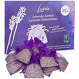 LAVODIA Lavendel Duftsäckchen Gegen Kleidermotten, 6 g - 20 Beutel mit Getrocknetem...