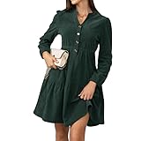 Alaster Queen Damen Herbstkleid Herbst Winter Kleid Langarm Volant Blusenkleid...