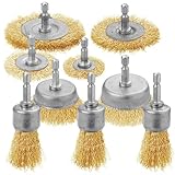 9-teilig Drahtbürste Bohrmaschine Set mit 6 mm Sechskantstange, Messingbürste,...