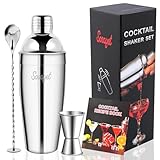 Sosayet Cocktail Shaker 750 mL, 3-teiliges Edelstahl Cocktail Set mit Cocktail messbecher...