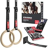 BeMaxx Turnringe Holz Gym Rings + Türanker & Trainings-eBook – Olympische Gymnastik...