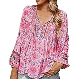 Generisch Boho Bluse Damen - Leinenbluse, Blitzangebote, Hippie Blusen Beach Tunika Kleid...