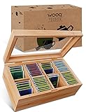wooq Premium Teebox aus FSC-zertifiziertem Bambusholz – mit 8 Fächern 30 x 19...