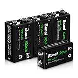 BONAI Akku 9V Block 600mAh Li-ion Wiederaufladbare Batterien 6F22 Lithium-ion 9...
