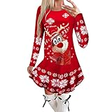 Zilosconcy Weihnachts Pulli Frauen Langarmshirt Baumwolle Festliche Weihnachts Kleid...
