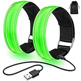 lanpard Led Armband Aufladbar, 2 STK Leuchtarmband USB Reflektorband Reflective Band Led...