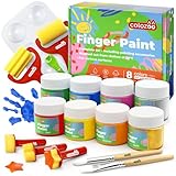 colozoo Kinder Fingerfarben Set inkl. Malzubehör | 8x100ml Farben inkl. Gold &...