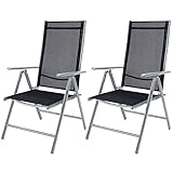 Casaria® Gartenstuhl 2er Set Klappbar Aluminium Wetterfest 8- Fach Verstellbar...