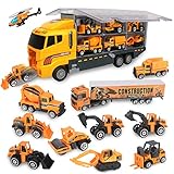 Jenilily LKW Spielzeug Auto Set Autotransporter Spielzeugauto Baustelle Bagger Spielzeug...