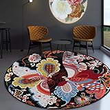 Tospass Bohemian Teppich Rund 80cm Kurzflor Plüsch Boho Vintage Teppiche Böhmen Bunt...