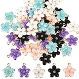 Andibro Emaille Blumen Anhänger, 50 Stück Kirschblüten Emaille Charm 5Stil Niedliche...