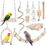 9 Stück Vogelspielzeug - Papageienspielzeug, Vogelkäfig Schaukelspielzeug, Kauspielzeug...