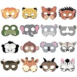 16 Stück Tiermasken, Party Animals, Dschungel Deko Geburtstag, Tiermasken Für...