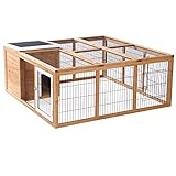 PawHut Kaninchenstall Kleintiergehege mit Dach zum Öffnen Kleintierkäfig...