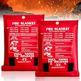 2 Stück Löschdecke, 150 * 150 CM Feuerlöschdecke, Brandschutzdecke aus...