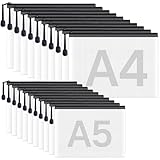 Ouprisks 20 Stück Dokumententasche A4+A5, Mesh Kunststoff Dokumentenmappe mit...