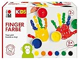 Marabu 0303000050800 - KiDS Fingerfarben-Set mit 6 leuchtenden Farben Ã 35 ml,...