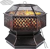 Feuerschale mit Grillrost, Feuerkorb mit Funkenschutz, Feuerschalen für den Garten,...