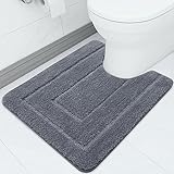 Homaxy Mikrofaser Badezimmerteppich rutschfeste Weiches Vorleger Toilette mit Ausschnitt...