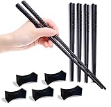 5 Paar Glasfaser-Essstäbchen + 5 Essstäbchenbblagen, Premium Sushi Stäbchen,...