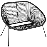 Gartenbank wetterfest – 2-Sitzer Gartensofa mit Metallgestell & PE-Rattan – Balkon...