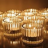Voho Klare Teelichthalter Glas Set mit 12, Teelichtgläser Vintage für...