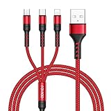 RAVIAD Multi USB Kabel, 3 in 1 Universal ladekabel Nylon Mehrfach Ladekabel Micro USB Typ...