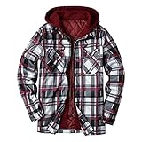Generic Kariert Herren Mantel Winter Plus Size Kapuzenjacken mit Brusttaschen Thermomantel...