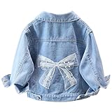 SXSHUN Kinder Jeansjacke Mädchen Jeans Jacke mit Bestickten Blumen Denim Jacket Süß...