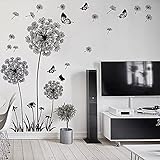 WandSticker4U®- XL Wandtattoo PUSTEBLUMEN Schwarz I Wandbild: 165x130 cm I Wandsticker...