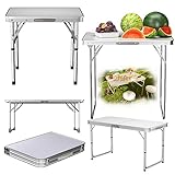 VickyHome 60x45 cm Weißer Klappbarer Garten Picknick CampingTisch Faltbar,...