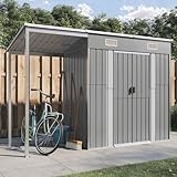 Lawn & Garden Gartenhaus mit verlängertem Dach hellgrau 277x110,5x181cm Stahl Home &...
