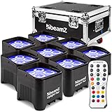 BeamZ BBP94 Akku LED Strahler Uplight 8er Set mit Flightcase zum aufladen, 40 Watt...