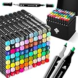 ZENO 80 Alkohol Marker Set – Twin Marker mit Brush- & Feiner Spitze, Alkohol Stifte für...