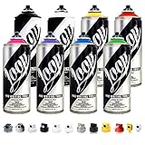 Betterrun LOOP Sprühdosen Set - Basic Farben - 8 x 400ml + 10x Sprühaufsätze/Graffiti...