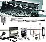Edelstahl Drehspieß Grillspieß für Gasgrill Grill +Motor 220-240V 94 cm NEU...