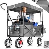 KESSER® Bollerwagen faltbar mit Dach Handwagen Transportkarre Gerätewagen inkl. 2...