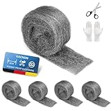 KACNON 1# Stahlwolle, 5 Rollen 20m stahlwolle gegen mäuse, mit Handschuhe und Schere,...