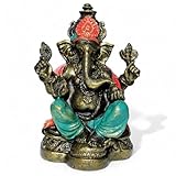 Wogeka - Ganesha Elefantengott bunt - Handarbeit als Geschenk zur Deko Resin...