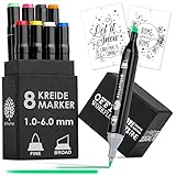 OfficeTree 8 x Kreidemarker Bunt - Kreidestifte für Fenster Vorlagen - Kreidestifte für...