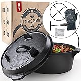 Faleco Flame® Original Dutch Oven Set (4,6 Liter) I Feuertopf Gusseisen...