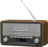 Denver DAB Radio DAB18, Radio mit Bluetooth, Retro Radio aus Holz, FM Radio, DAB, DAB+,...
