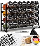 Deco haus® Gewürzregal Stehend & Wand [MIT 28 GLÄSERN & ETIKETTEN] - Gewürz Organizer...