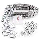 Seilwerk STANKE Rankhilfe Drahtseil verzinkt 20m Stahlseil 3mm 6x7, 2x Spannschloss M5...
