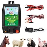 SROCHN Weidezaungerät mit LCD Anzeige, 10 km Reichweite 2 Joule 12kV, Elektrozaungerät...