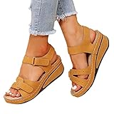 Wandersandale Damen mit Klettverschluss - Flach Trekking Atmungsaktive Sandalen mit...