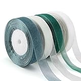4 Stück Organzaband Weiss, HASLED Geschenkband Hochzeit 45M, geschenkband, Transparente...