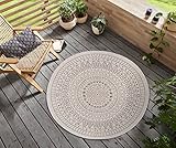 Northrugs Porto In- und Outdoor Teppich Rund – Runder Wendeteppich Wasserfest Mandala...